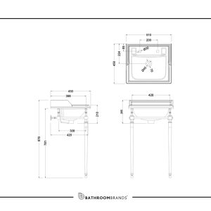 Burlington - Basin Wash Stand 500mm in Chrome - T52 CHR - spec