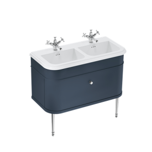 Burlington - Chalfont 1000mm Single Draw Vanity Unit in Blue with Chrome Legs with Ceramic Basin - CH100B