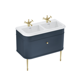 Burlington - Chalfont 1000mm Single Draw Vanity Unit in Blue with Gold Legs with Ceramic Basin - CH100B