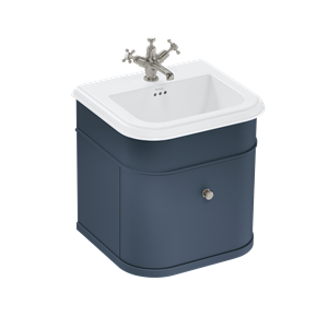 Burlington - Chalfont 550mm Single Drawer Vanity Unit in Blue No Legs with Ceramic Basin - CH55B