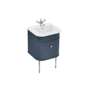 Burlington - Chalfont 550mm Single Drawer Vanity Unit in Blue with Chrome Legs with Ceramic Basin - CH55B