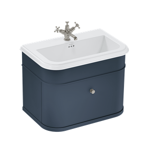 Burlington - Chalfont 750mm Single Drawer Vanity Unit in Blue No Legs with Ceramic Basin - CH75B