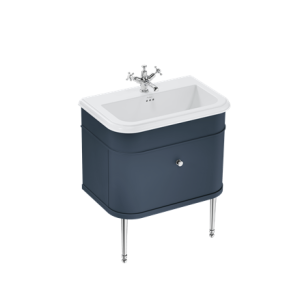Burlington - Chalfont 750mm Single Drawer Vanity Unit in Blue with Chrome Legs with Ceramic Basin - CH75B
