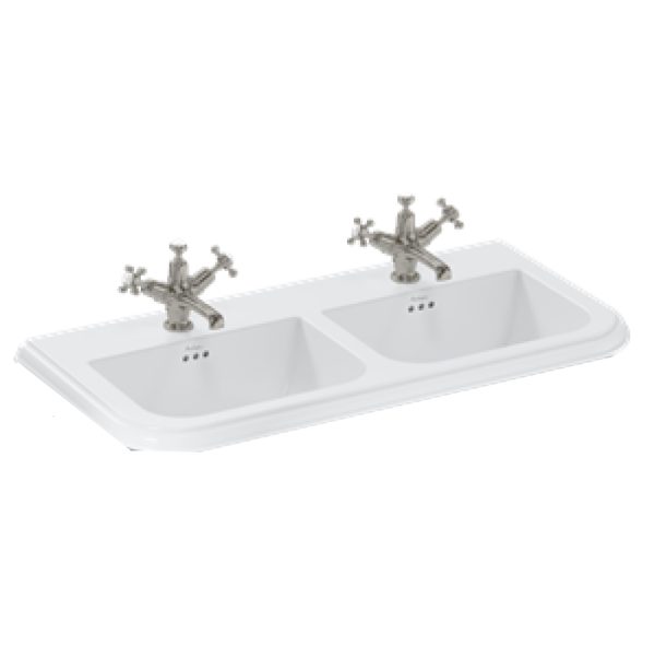 Burlington - Chalfont Ceramic Double Basin 1000mm 1 Tap Hole - CH1001SCW