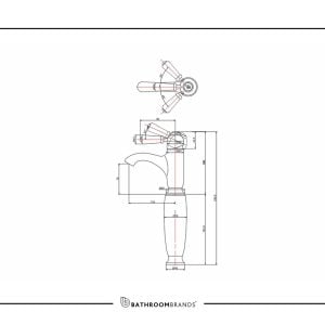 Burlington - Chelsea Curved Tall Basin Mixer without Waste - CHE2 - spec