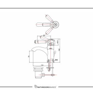 Burlington - Chelsea Regent Curved Basin Mixer with Pop-Up Waste - CHR22 - spec