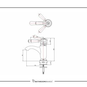Burlington - Chelsea Regent Curved Basin Mono Tap without Pop-Up Waste - CHR21 - spec