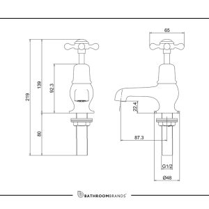 Burlington - Claremont Basin Tap 3 in Chrome - CL1-QT - spec