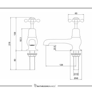 Burlington - Claremont Basin Tap 5 in Chrome - CL2-QT - spec