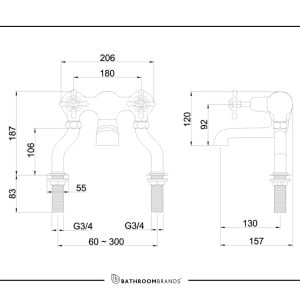 Burlington - Claremont Bath Filler Deck Mounted - CL23-QT - spec