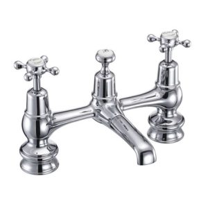 Burlington - Claremont Regent 2 Hole Bridge Basin Mixer with Plug & Chain Waste & Swivel Spout - CLR10-QT