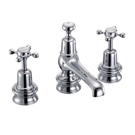Burlington - Claremont Regent 3 Hole Mixer with Pop-up Waste in Chrome - CLR12-QT