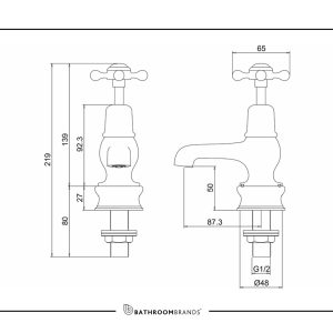 Burlington - Claremont Regent Basin Tap 3 in Chrome - CLR1-QT - spec
