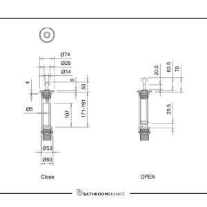 Burlington - Classic Basin Invisible Overflow & Waste - W9 - spec