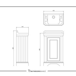 Burlington - Cloakroom 510mm Vanity Unit with Door in Matt White - FC11W - spec