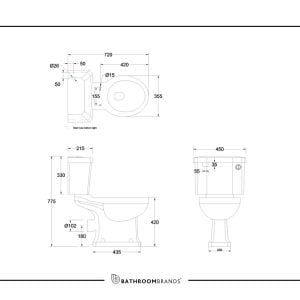 Burlington - Close Coupled Low Level Cistern 440mm Front Button (incl. cistern fittings) - C4 - spec