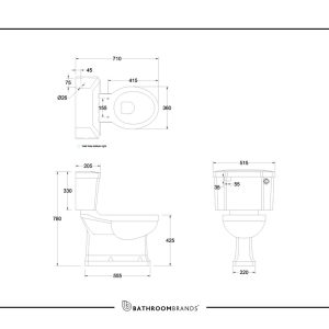 Burlington - Close Coupled Low level Cistern 51cm Front Button (incl. cistern fittings) - C2 - spec