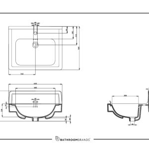 Burlington - Contemporary Basin 610mm Upstand 1 Tap Hole - B2 UP 1TH - spec