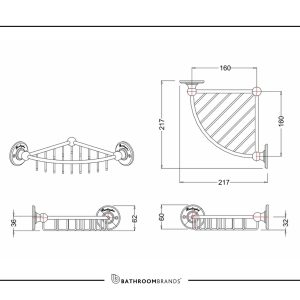 Burlington - Corner Basket 36mm Deep (215 x 215mm) - A21 CHR - spec