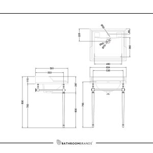 Burlington - Curved Basin Stand in Chrome - T49A CHR - spec