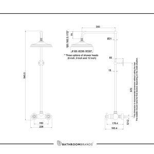 Burlington - Eden One Outlet Exposed Shower Valve with 6 Shower Head - BEF1S+V16 - spec