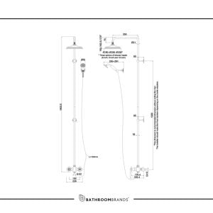 Burlington - Eden Two Outlet Exposed Shower Valve with 6 Head & Flex Kit - BEF2S.EXT+V16 - spec