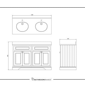 Burlington - Freestanding 1300mm Vanity Unit with Doors in Matt White - FC9W - spec