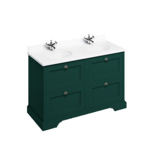 Burlington – Freestanding 1300mm Vanity Unit with Drawers – Matt Green