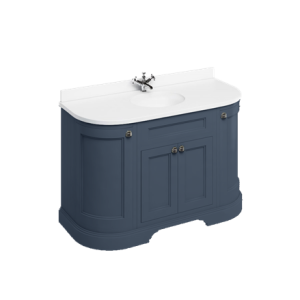 Burlington – Freestanding 1340mm Curved Vanity Unit with Doors – Blue