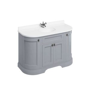 Burlington – Freestanding 1340mm Curved Vanity Unit with Doors – Grey