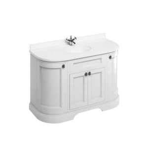 Burlington – Freestanding 1340mm Curved Vanity Unit with Doors – Matt White