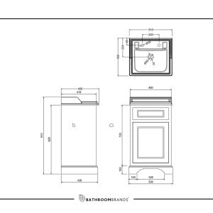 Burlington - Freestanding 500mm Vanity Unit with Door in Matt White - FC8W - spec