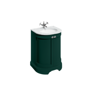 Burlington – Freestanding 650mm Curved Vanity Unit with Doors – Matt Green