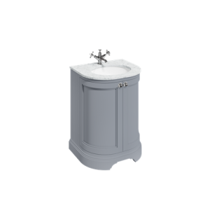 Burlington – Freestanding 650mm Curved Vanity Unit with Doors – Grey