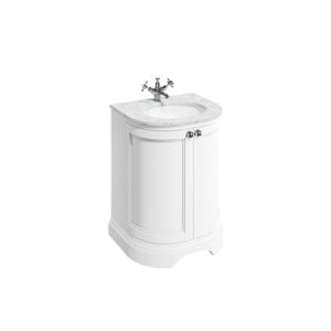 Burlington – Freestanding 650mm Curved Vanity Unit with Doors – Matt White
