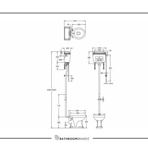 Burlington - High Level Cistern including Cistern Fittings in Chrome Aluminium - T70 CHR - spec