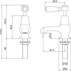 Burlington - Kensington 3 Basin Tap - KE1-QT - spec