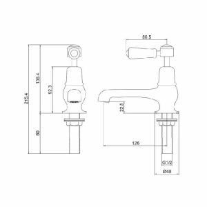 Burlington - Kensington 5 Basin Tap - KE2-QT - spec