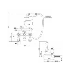 Burlington - Kensington Bath Shower Mixer Wall Mounted - KE17-QT - spec