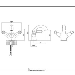 Burlington - Kensington Mono Basin Mixer - KE45-QT - spec