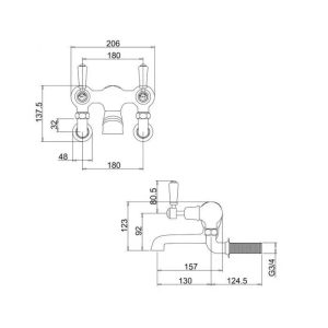 Burlington - Kensington Wall Mounted Bath Filler - KE24-QT - spec