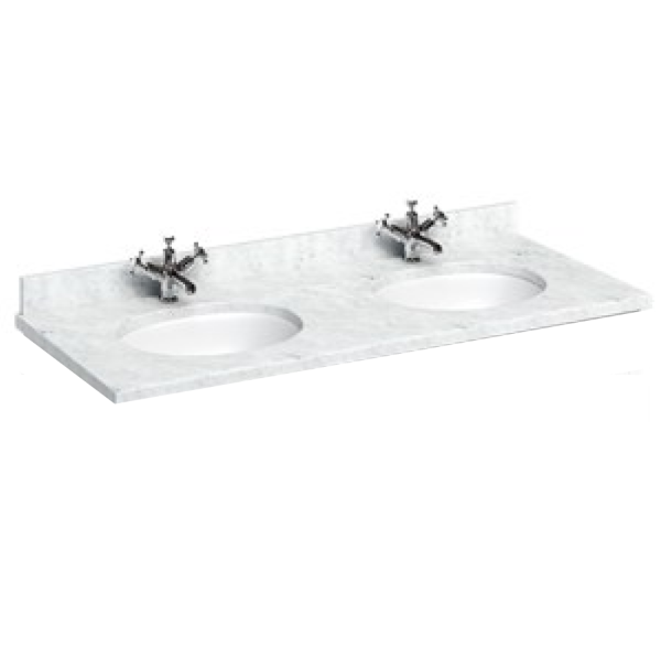 Burlington - Minerva Carrara White 1300mm Double Basin - BC12
