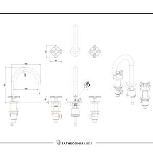 Burlington - Riviera 3 Hole Deck Basin Mixer in Chrome - RIV6 CHR - spec