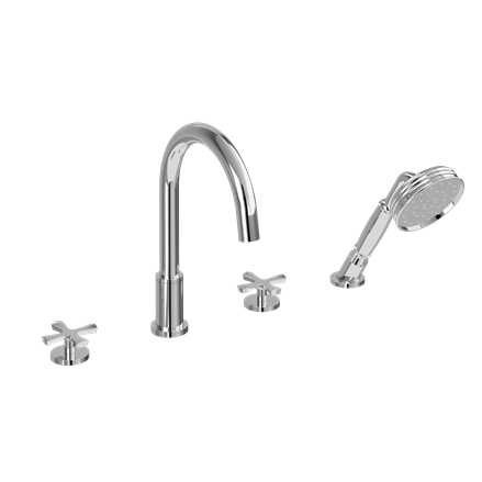 Burlington - Riviera 4 Hole Bath Set Deck Mounted in Chrome - RIV33 CHR