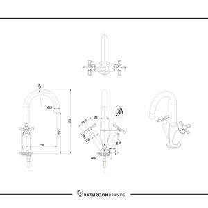 Burlington - Riviera Basin Mixer in Chrome - RIV8 CHR - spec