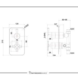 Burlington - Riviera Shower Valve Without Diverter for One Outlet in Chrome - RIV2 CHR - spec