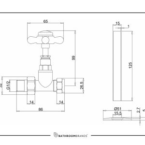 Burlington - Straight Radiator Valves in Chrome - R7 CHR - spec
