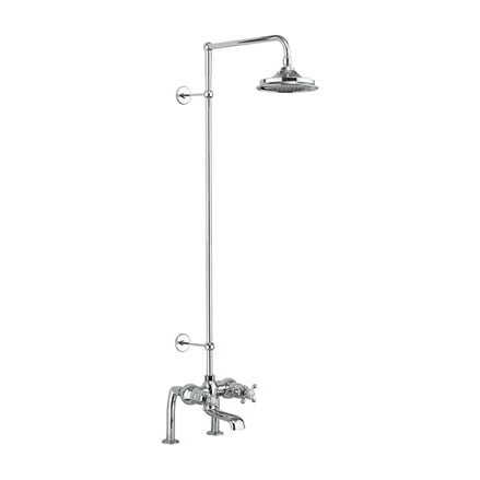 Burlington - Tay Thermostatic Bath Shower Mixer Deck Mounted with Rigid Riser & 6 Shower Head - BT2DS+V16