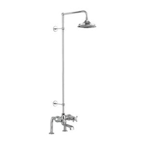 Burlington - Tay Thermostatic Bath Shower Mixer Deck Mounted with Rigid Riser & Swivel Shower Arm with 6 Shower Head - BT2DS.EXT+V16