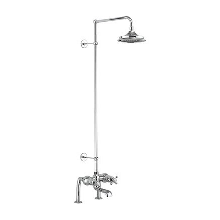 Burlington - Tay Thermostatic Bath Shower Mixer Deck Mounted with Rigid Riser & Swivel Shower Arm with 6 Shower Head - BT2DS.EXT+V16
